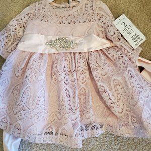 Mauve Lace Dress with Jeweled Broach ribbon belt by Rare Editions for Macys